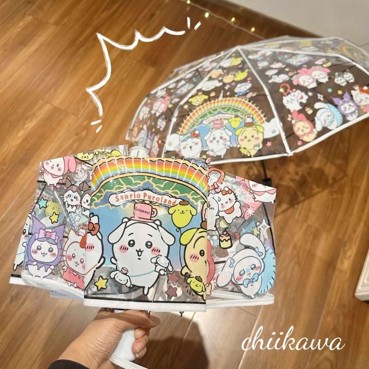 【进账】吉伊卡哇透明雨伞蜡笔小新折叠卡通KT猫雨伞驾车个人用品