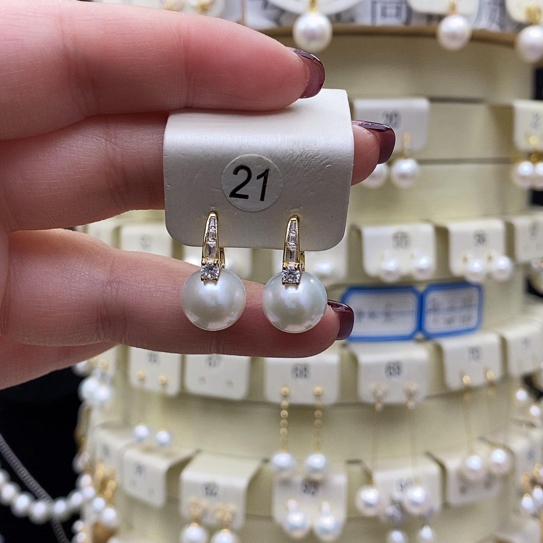 淡水珍珠耳饰银S925镶嵌
