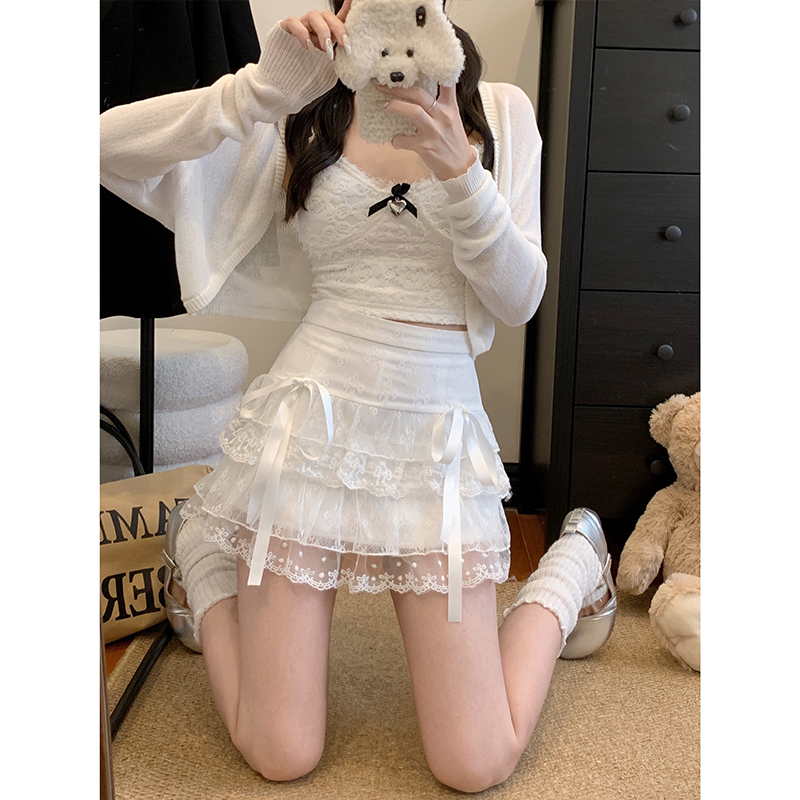 【小可爱专享】大码女装芭蕾风蕾丝仙女短裙辣妹纯欲蓬蓬半身裙6833