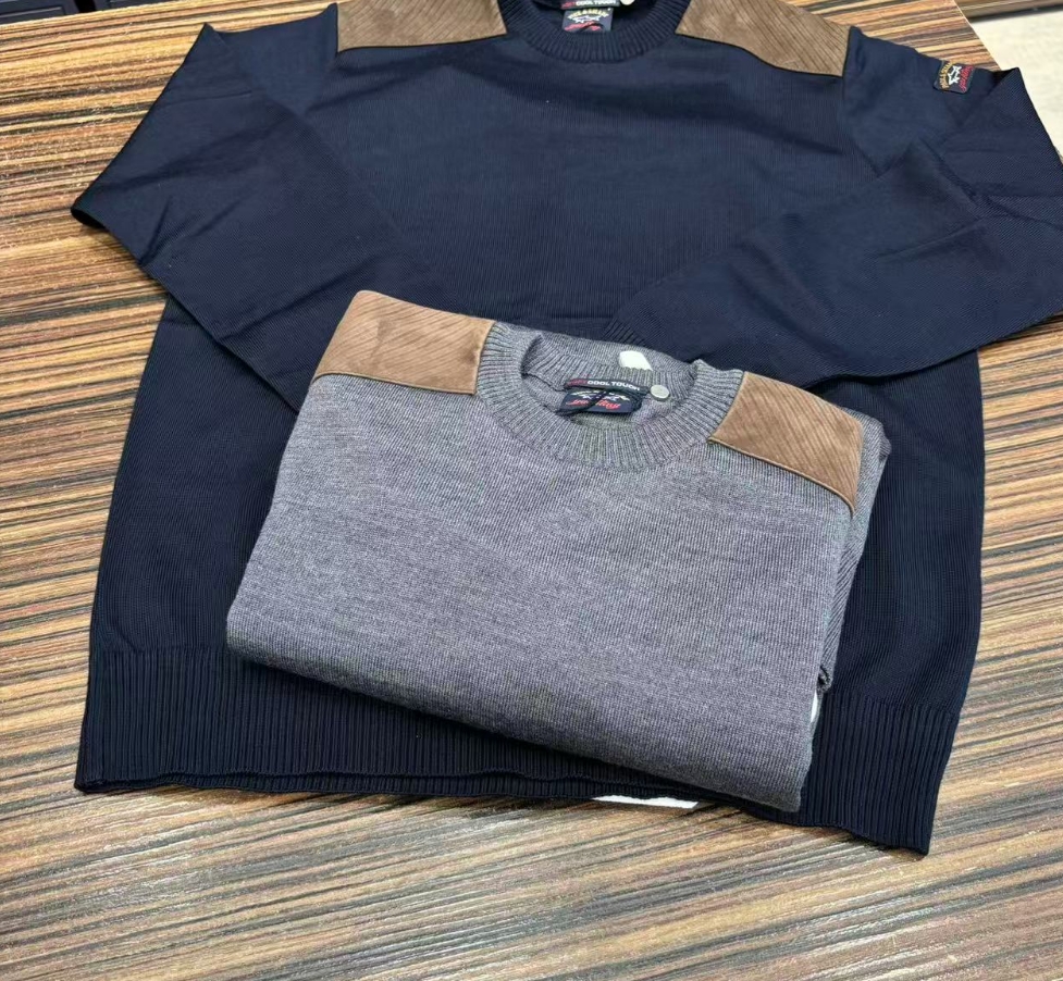 保鲨 不退换 肩部拼接麂皮羊毛毛衣　下单联系客服