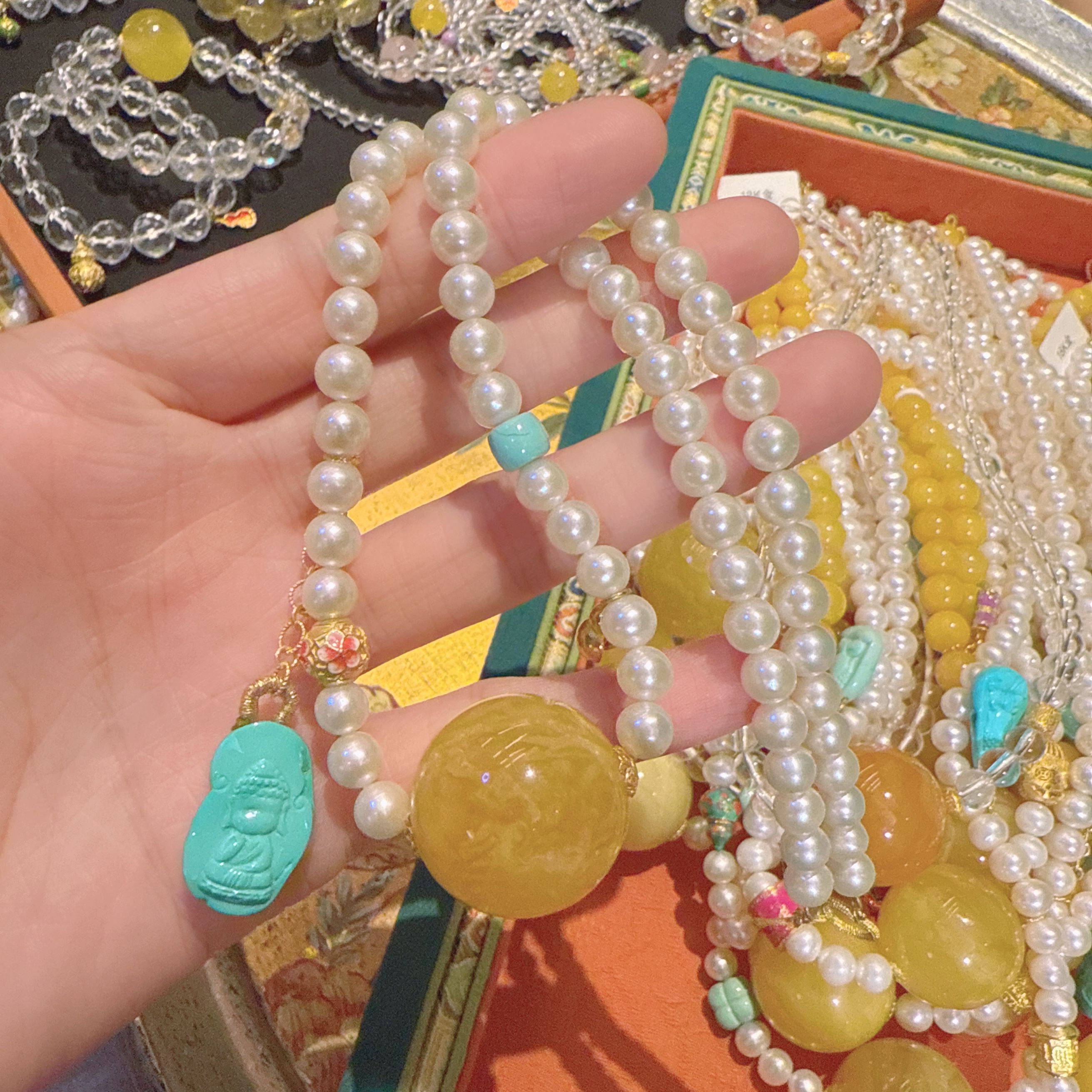 C18未镶嵌珍珠蜜蜡项链25216