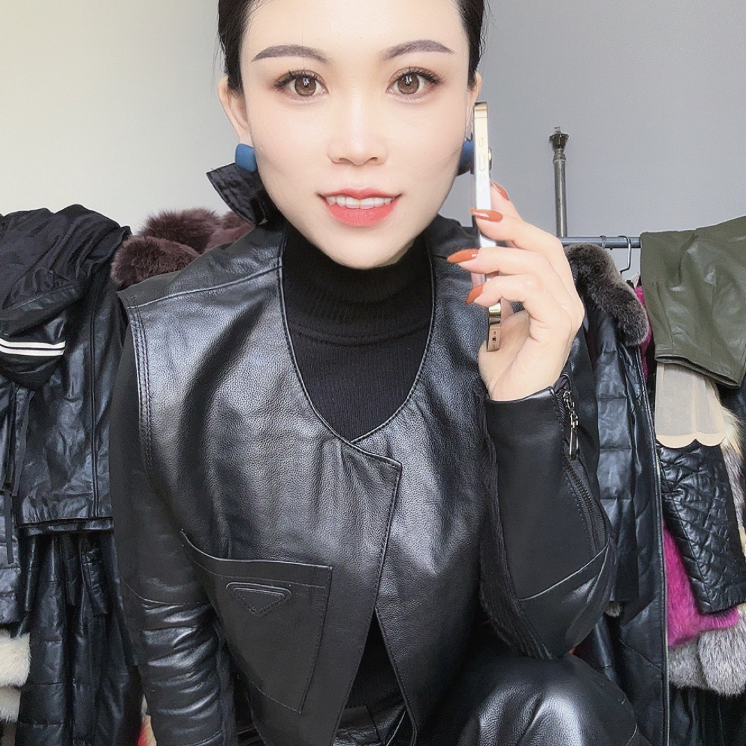 宽松型短款圆领秋季拼接百搭条纹牛皮马夹法式系带薄款