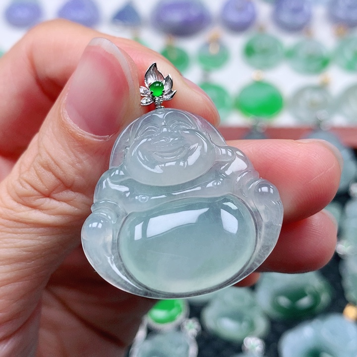 翡翠吊坠(不含链)18K金镶嵌