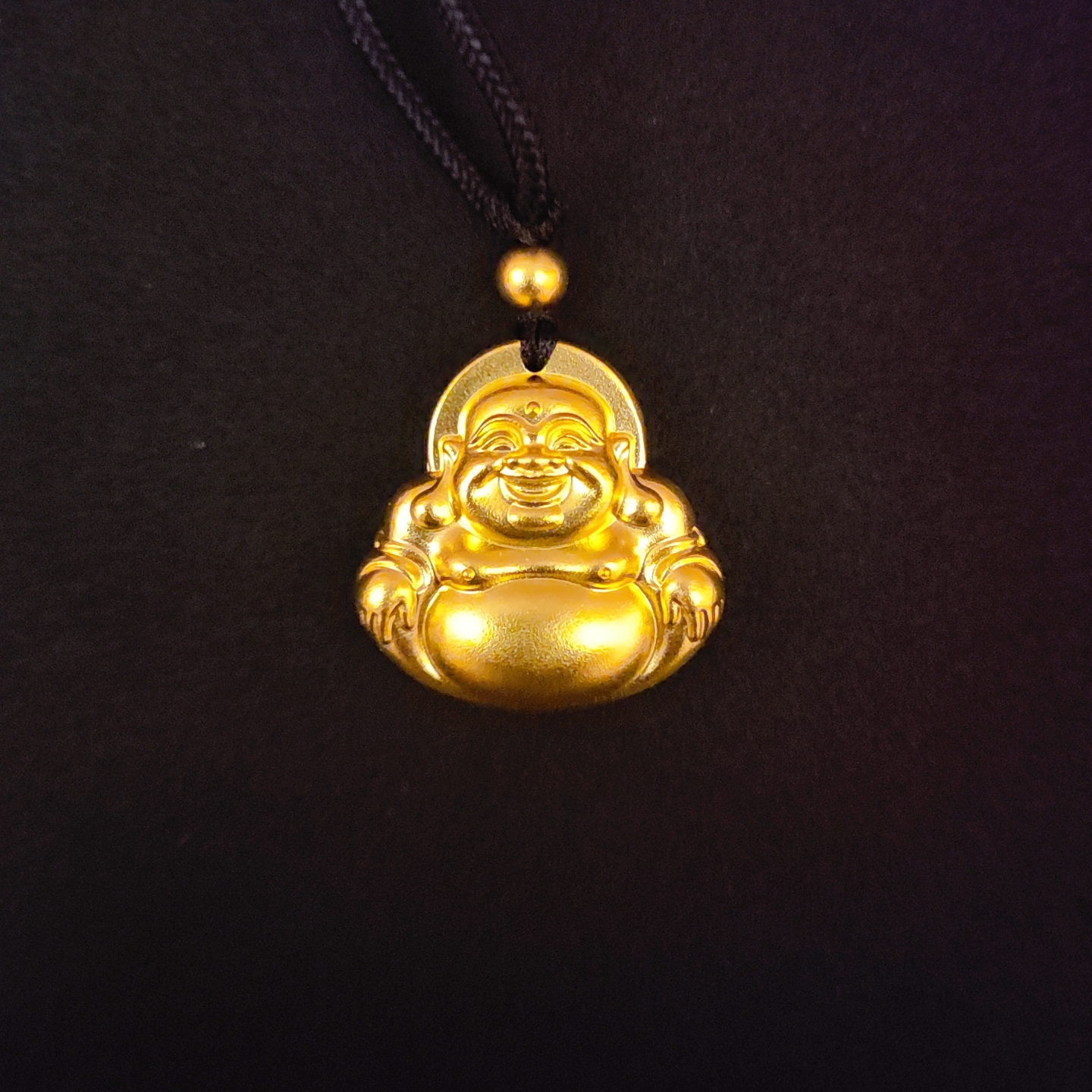 中鼎珠宝足金999纯金黄金弥勒佛大肚佛吊坠送男友送老公新年礼物