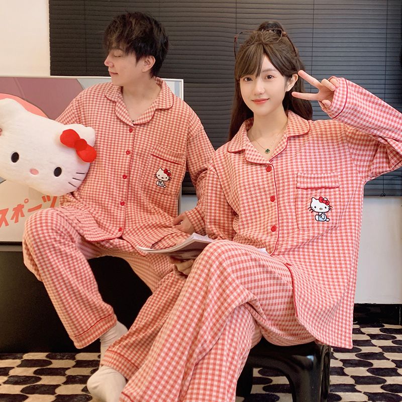 长袖亲子格子家居服套装睡衣套装德绒情侣秋冬大码秋冬季