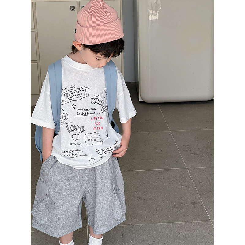 【现货夏装】男童涂鸦T恤儿童宽松短袖 ivan家童装 伍 DZ4189