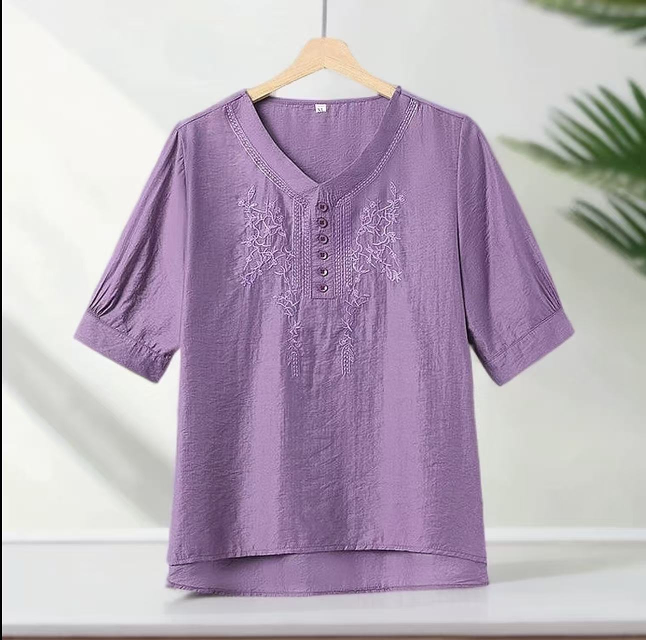 119休闲风中国风时尚套装宽松短袖夏季大码中袖洋气绣花