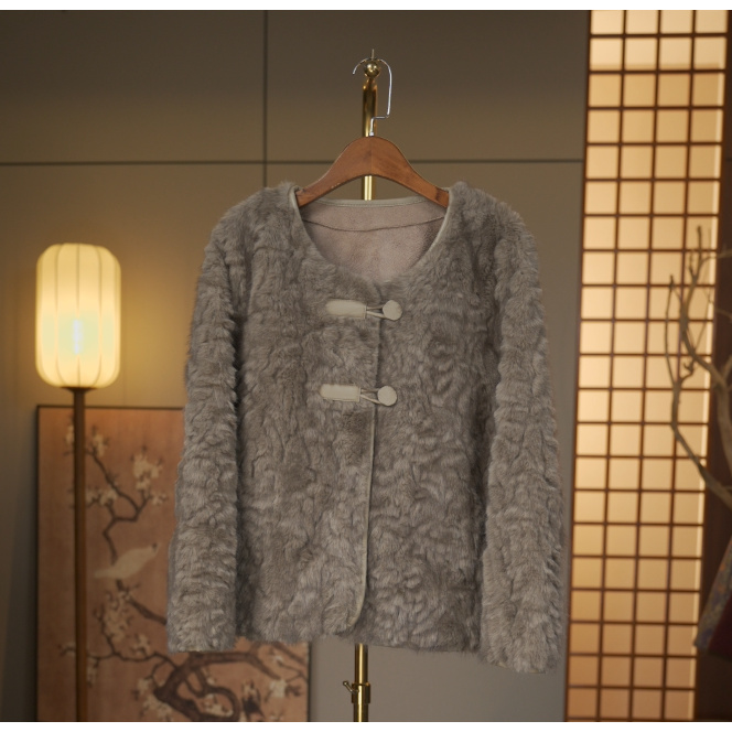 【云想佐老板-芦滩钓雪】中式冬季连围脖外套5120