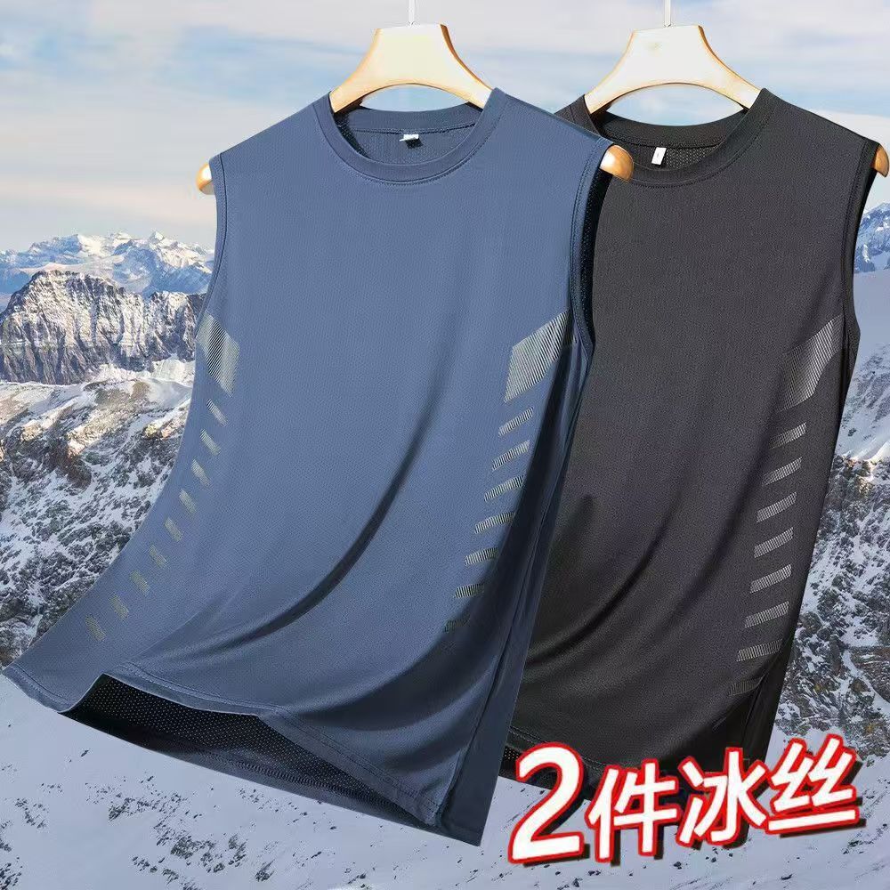 冰丝速干t恤男背心夏季网眼上衣透气大码宽松百搭无袖体恤男B19