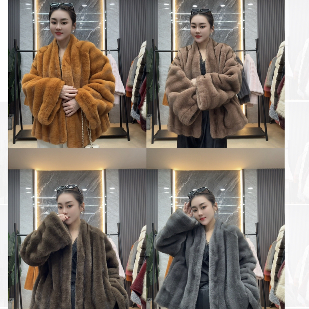 人造皮草 人造皮草2025新款欧貂毛V领时尚气质慵懒风短外套