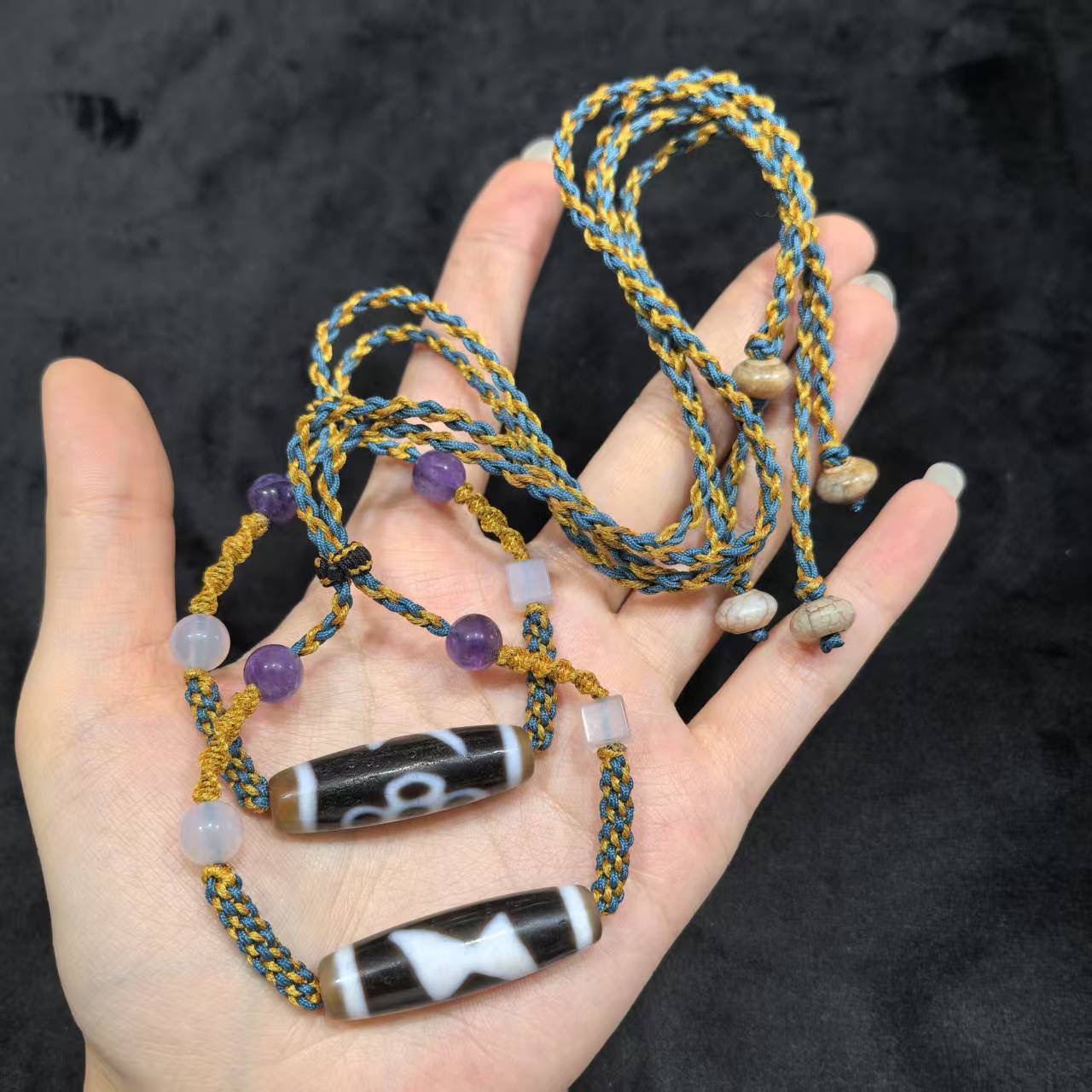 【曹美丽精选】H37488-玛瑙diy脖挂（闪电五眼）多样性发其一-10*38mm