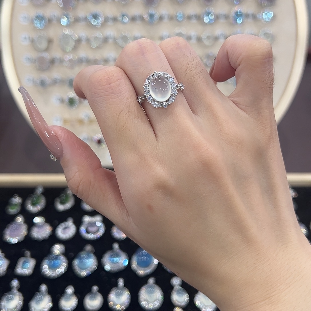 蛇纹石玉银S925镶嵌戒指