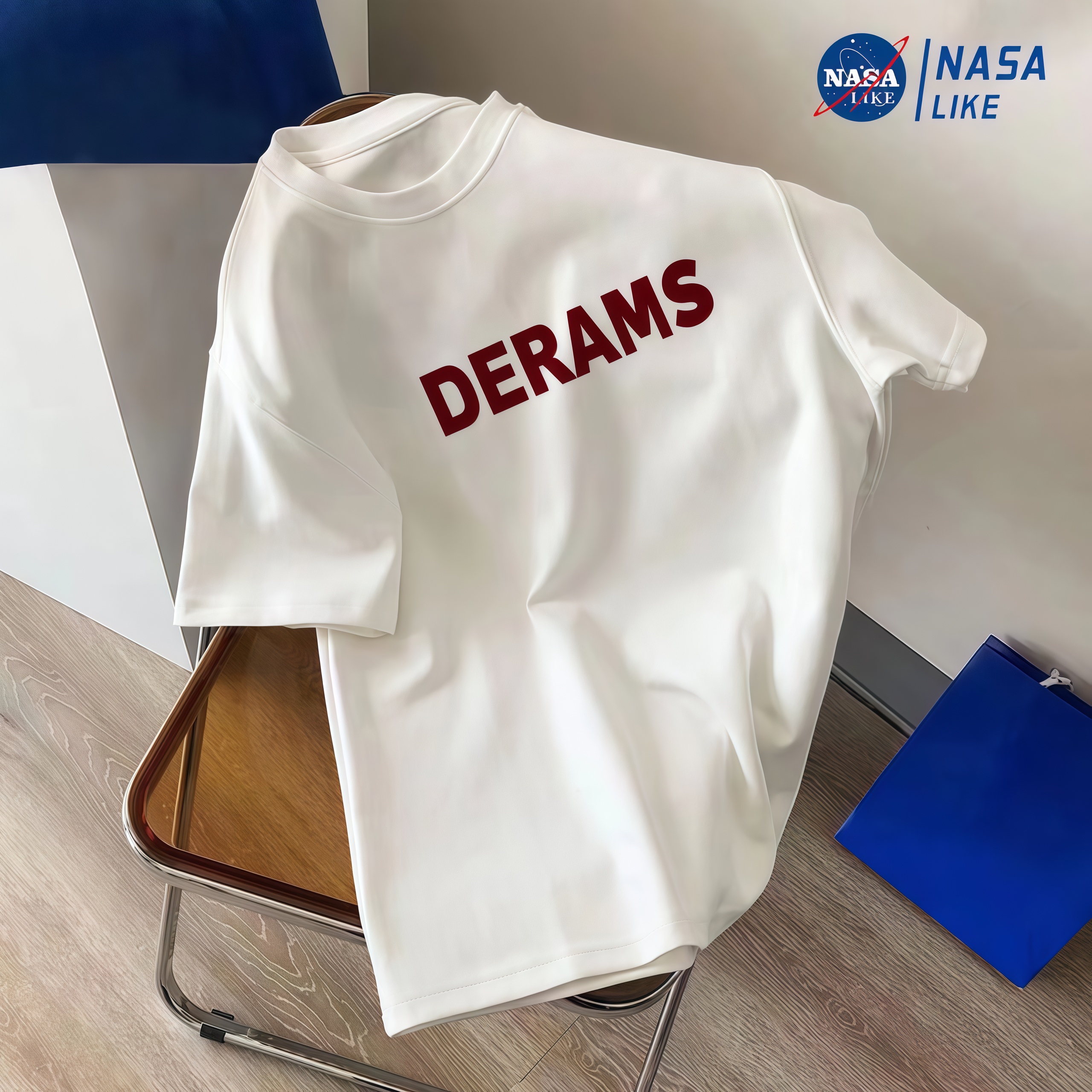 NASA LIKE联名款潮牌印花T恤短袖男女生同款时尚百搭休闲圆领短袖