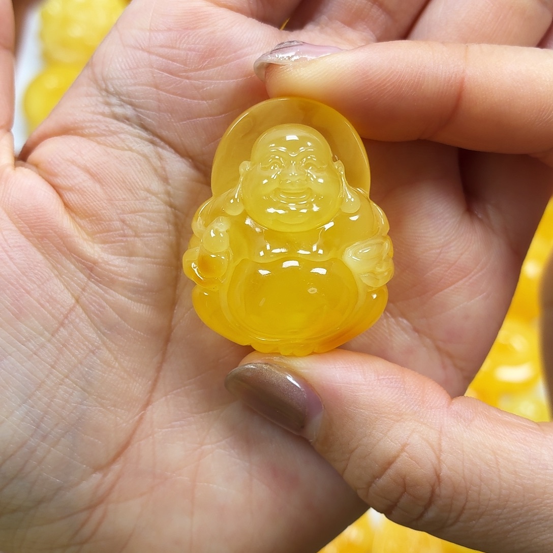 蜜蜡未镶嵌颈饰焦皮妖花佛公