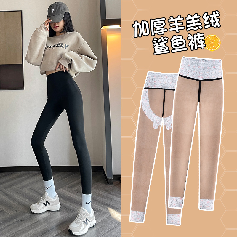 加绒鲨鱼裤女外穿打底裤秋冬加厚保暖弹力显瘦高腰无尴尬芭比裤