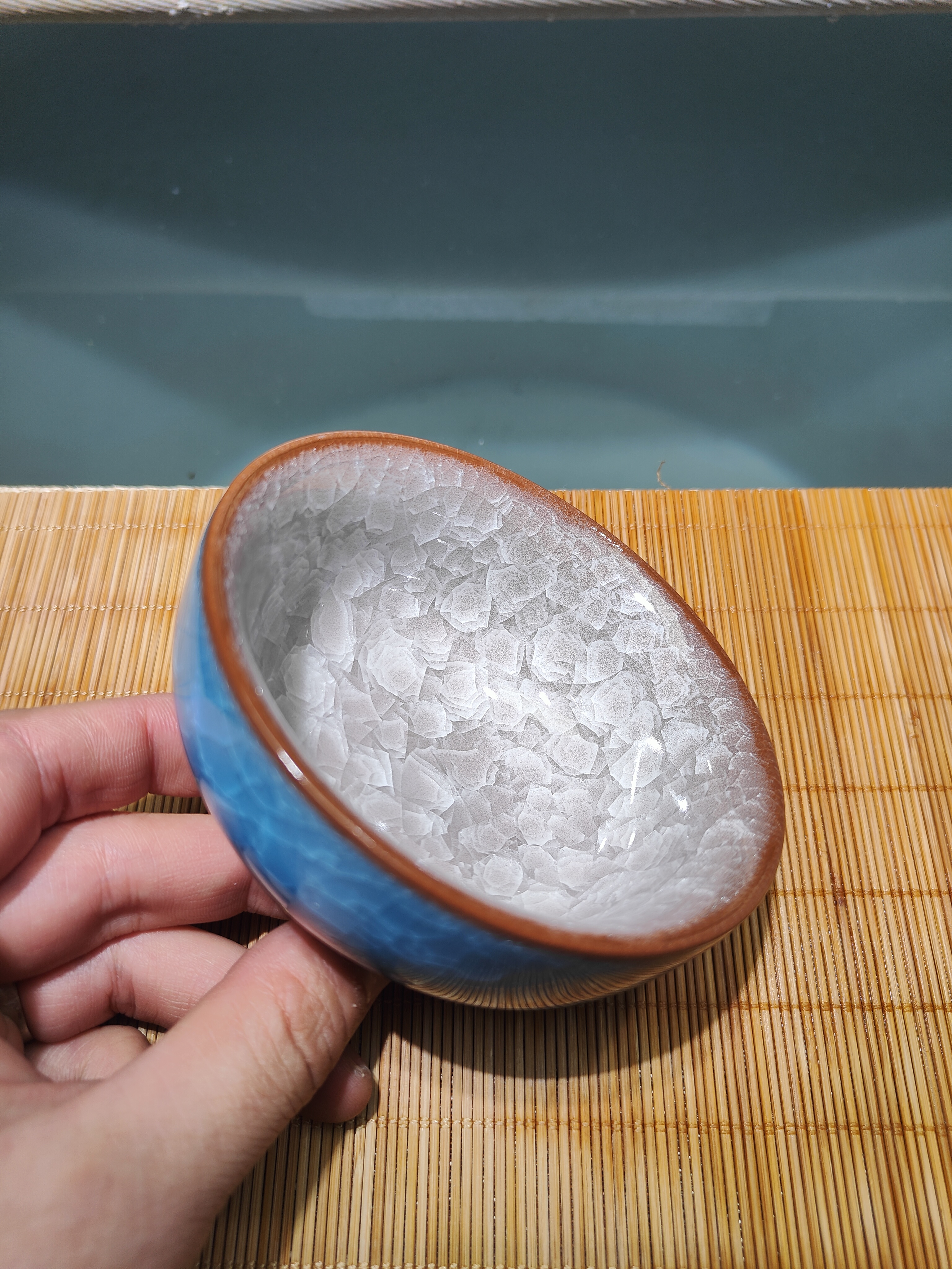 【闪购商品】双色釉蓝 白冰裂杯（无礼盒）高端茶器陶瓷主人杯冰裂纹1