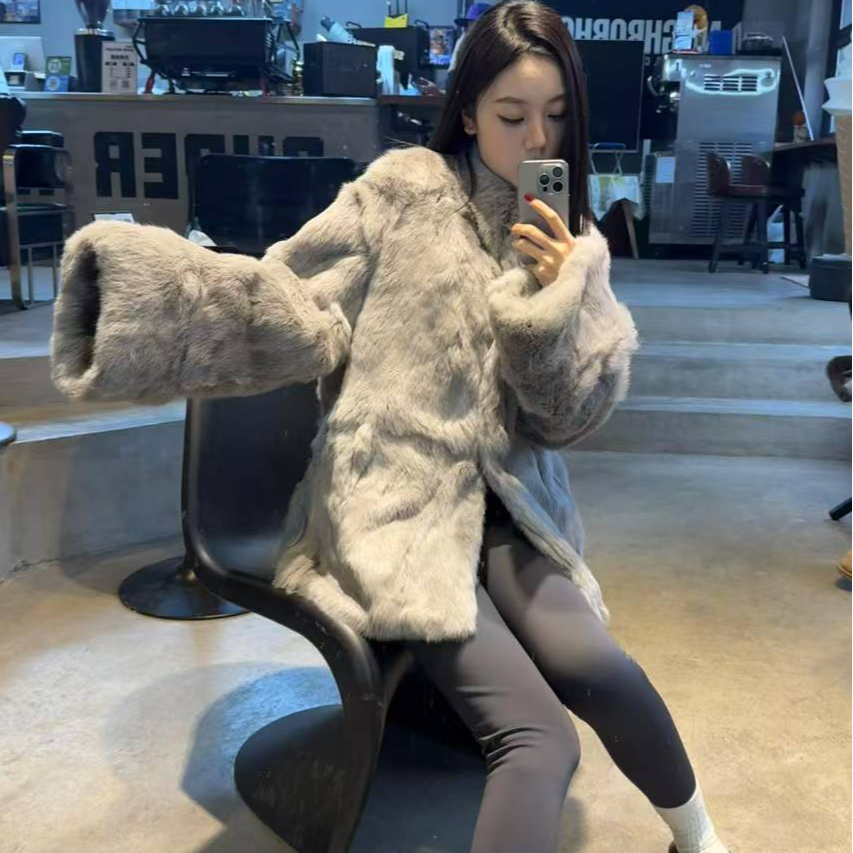 24新款皮毛一体宽松慵懒百搭外套