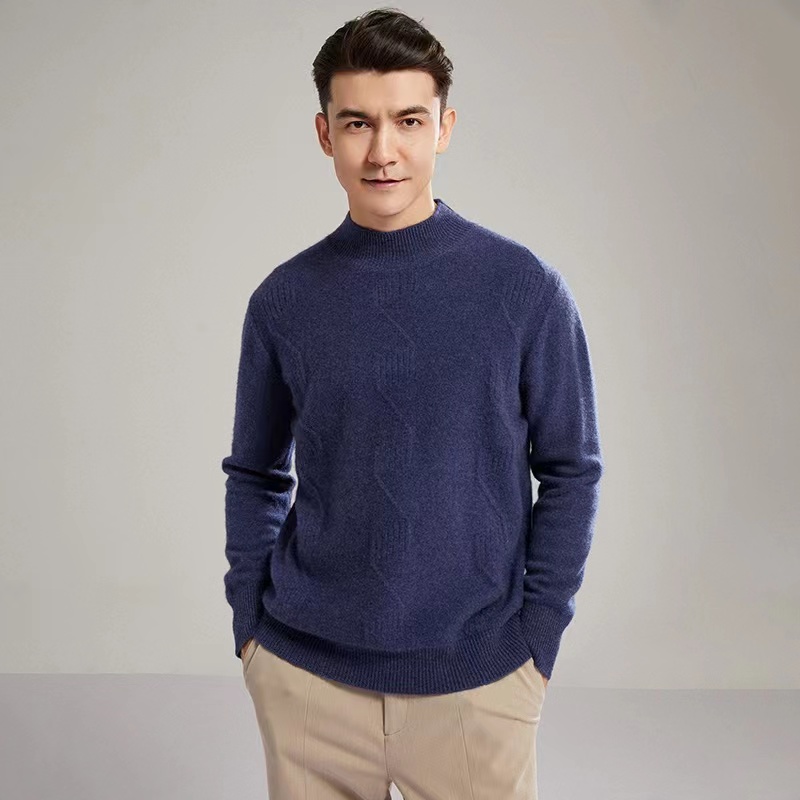 LLY~100山羊绒男半高加厚图案羊绒M271