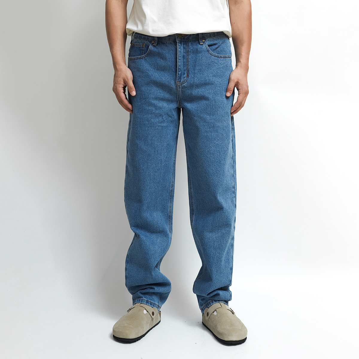 重磅B17直筒男牛仔裤子美式牛仔裤休闲复古百搭宽松水洗做旧蓝色