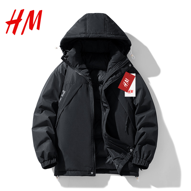 HM旗舰店官网羽绒服男2023年冬季新品高品质90白鸭绒短款宽松外套