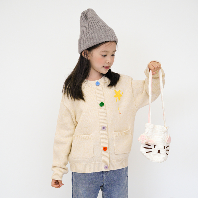 [商场同款]EP雅莹童装2023秋冬女童新款洋气枫叶休闲宽松针织开衫