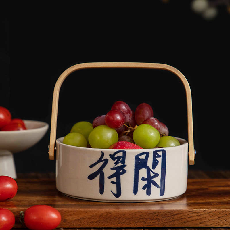 水果篮家用户外手提篮糖果盒零食摆放盘围炉煮茶茶点盘干果收纳碗