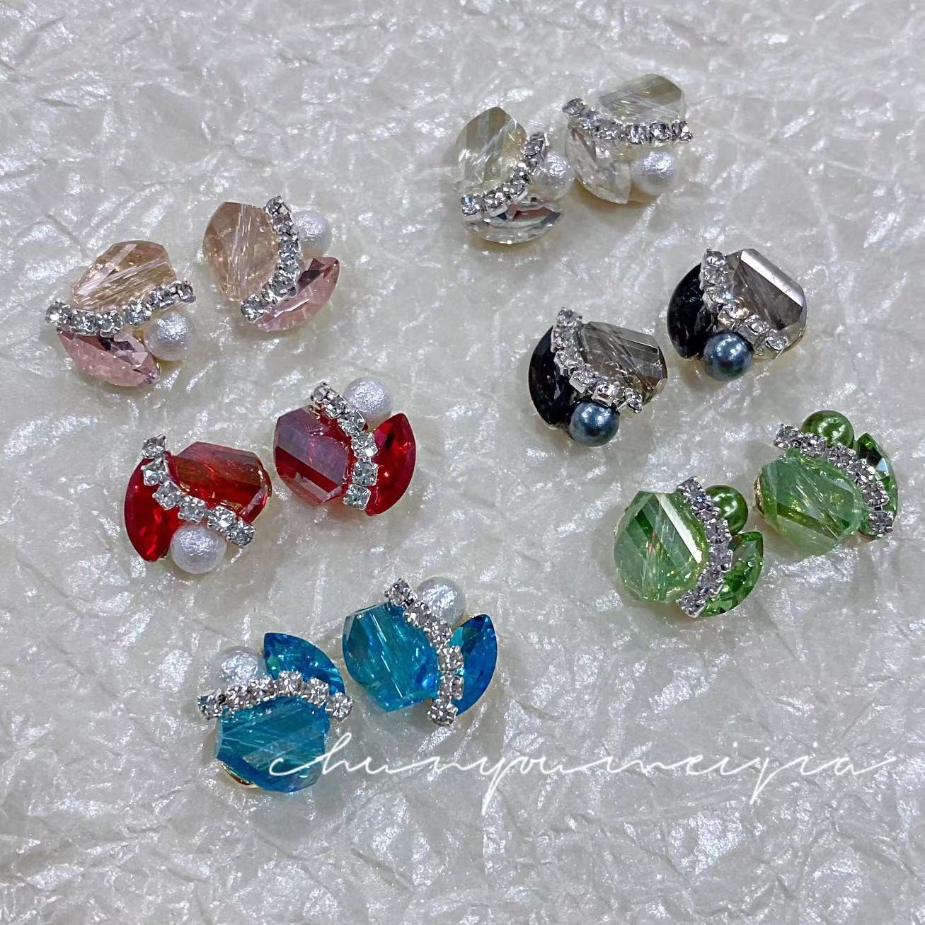 美甲饰品美甲爆闪新款爪链堆钻成品网红成品指甲堆钻美甲饰品