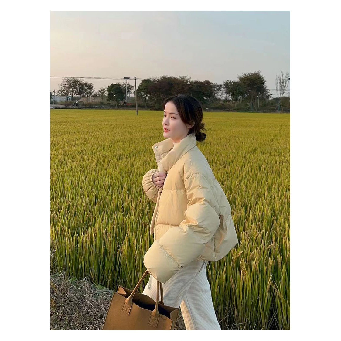 羽绒服韩国东大门原版面包服女立领小个子短款90白鸭绒羽