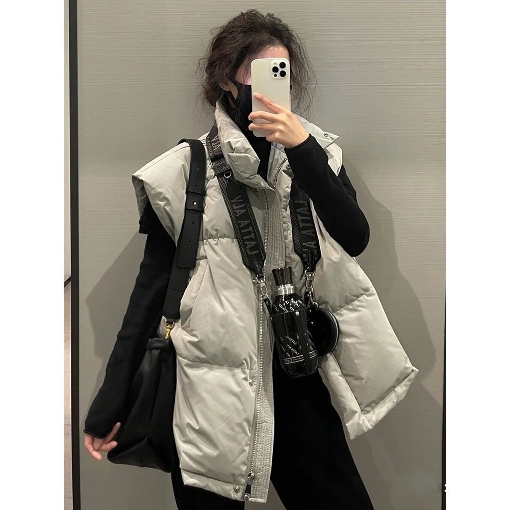 爆款羽绒马甲女2023冬新款学院风欧货洋气马夹背心网红坎肩上衣同