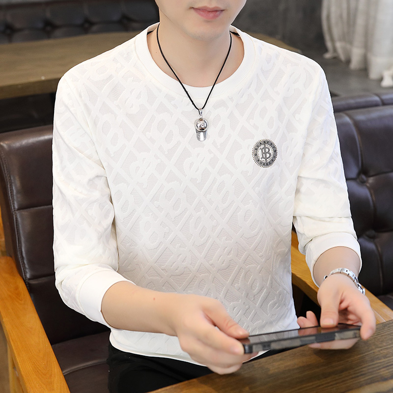 巴宝利2023男士新款卫衣秋冬季中青年长袖T恤时尚圆领打底衫外穿