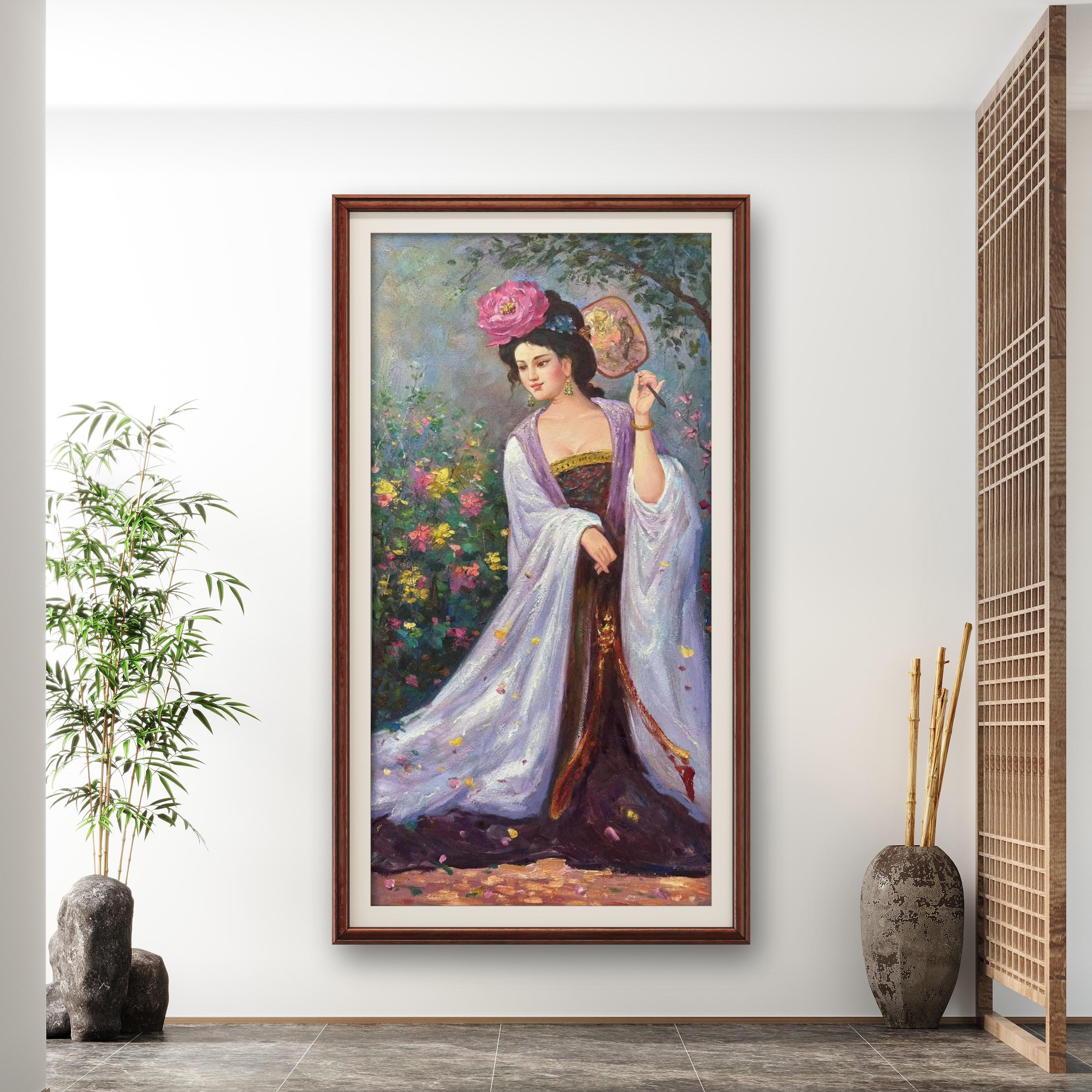 杨贵妃张俊龙原创艺术油画肌理复刻版画杨玉环茶室书房装饰画挂画