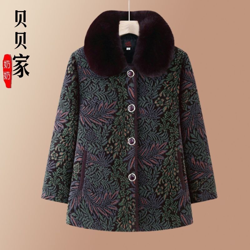 【省心穿搭】奶奶秋冬装加绒加厚外套女中老年人毛领款保暖外套装