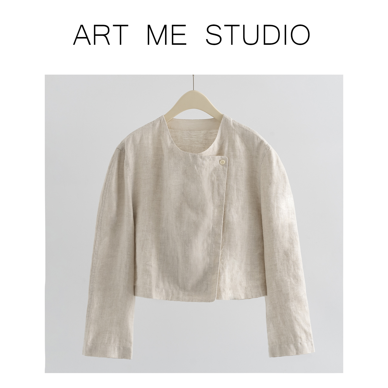 『Hello Art Me』 松子茶 亚麻短外套     HY001