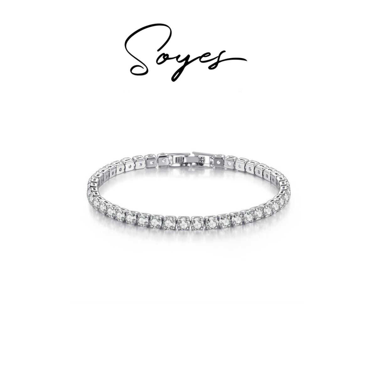 soyes/索野 铜合金锆石手链 满钻手链超闪不挑人情侣款圣诞礼物