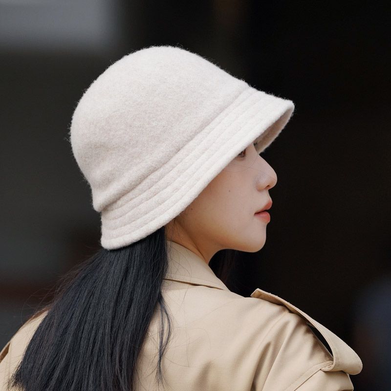 秋印韩版羊毛渔夫帽子秋冬女显脸小文艺保暖防风百搭盆帽可折叠