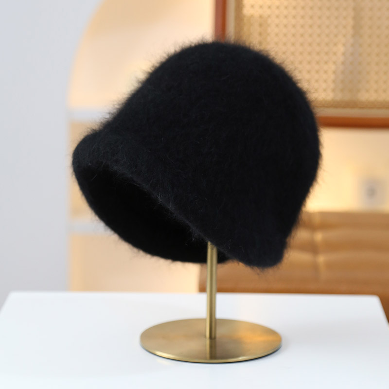 秋印韩版堆堆帽女秋冬兔毛针织毛线帽子保暖素颜冷帽套头包头帽女