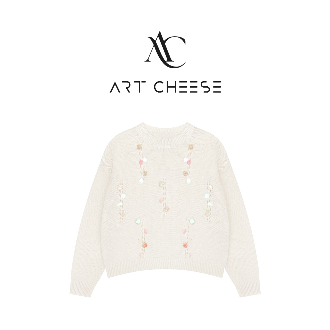 【芝士Cheese】云感呼吸 慵懒风毛衣冬季新款亮片设计感套头针织衫