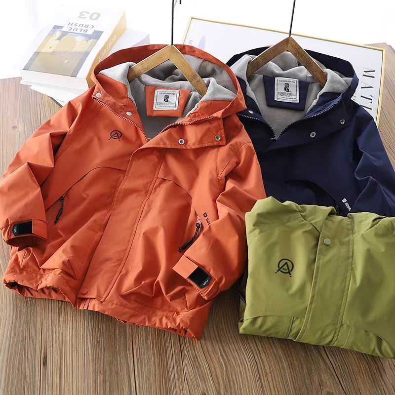 Y山系男女童加绒冲锋衣秋冬装风衣2025中大童新款儿童帅气加厚外