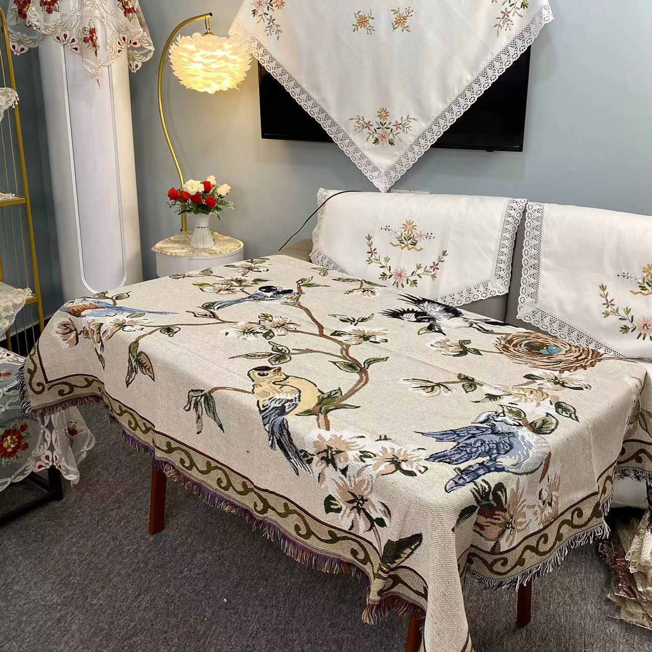 D-01【130*180】报喜鸟棉麻交织盖巾