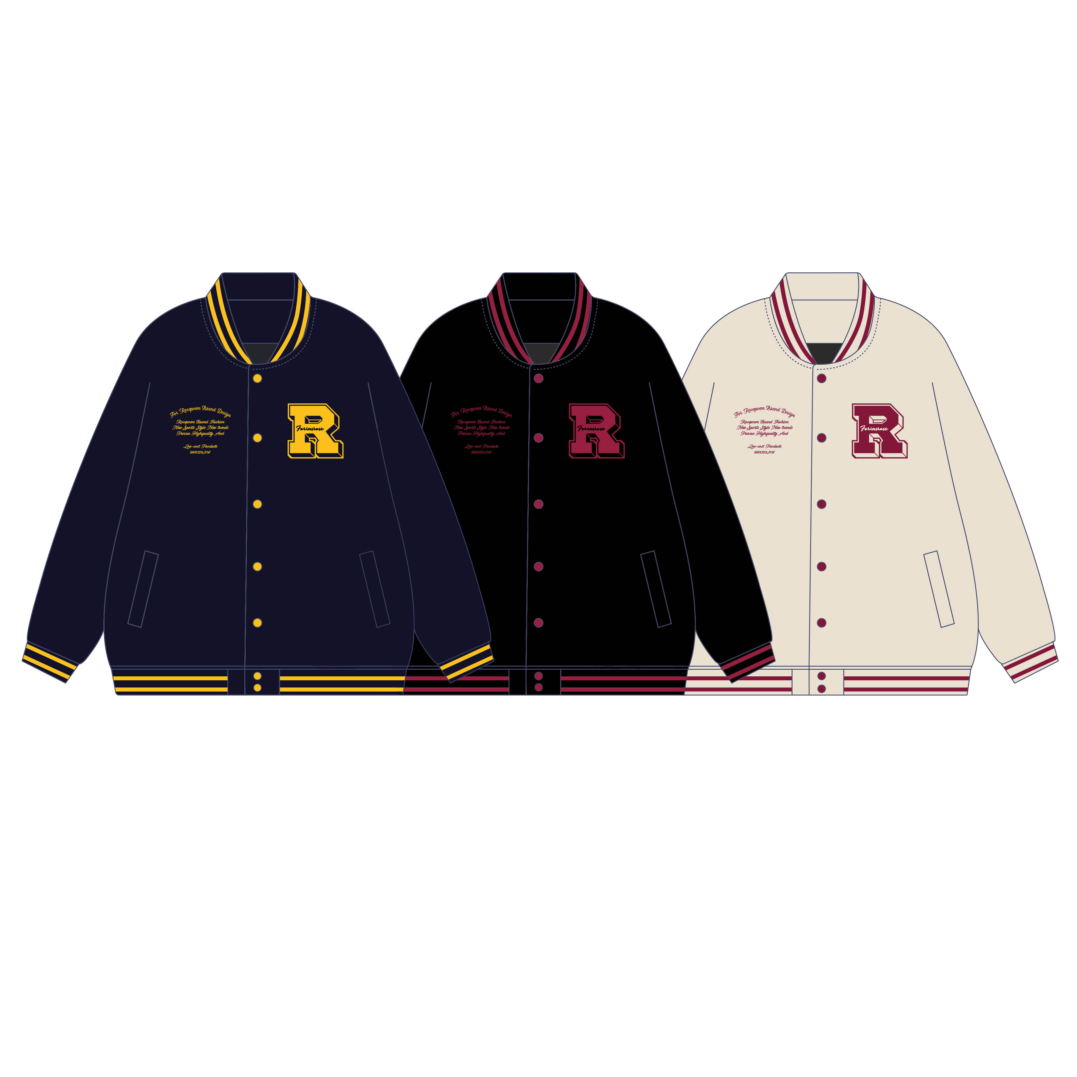 Rosepoem国潮牌重磅毛巾绣字母美式拼色夹棉棒球服夹克外套男女款