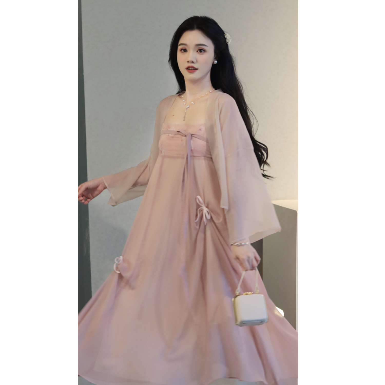 瑶西【若梦仙子】新中式国风原创蝴蝶结齐胸日常大裙摆仙女连衣裙