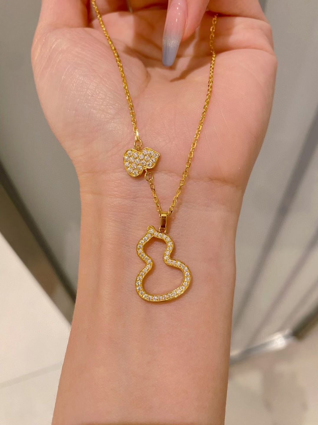 尚金/足金999/5G镶嵌/双葫芦套链/按克计费/点购买查克重