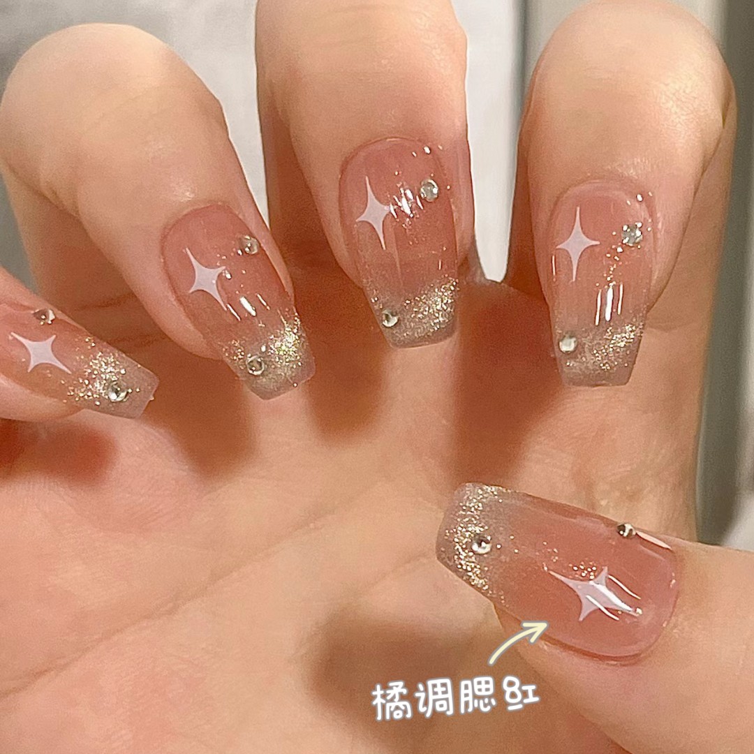 【甜蜜心愿】纯手工定制穿戴甲猫眼爱心气质显白光疗美甲
