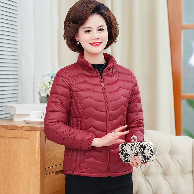 新款中老年女士修身轻薄羽绒服子羽绒服短款外套妈妈装加大