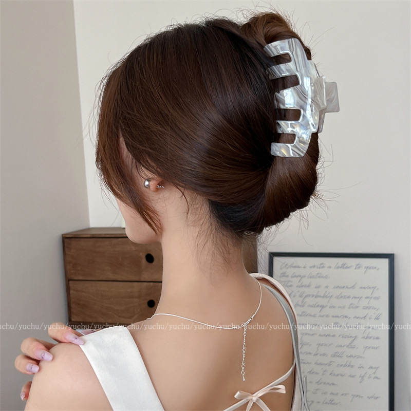 C047-复古简约醋酸发夹女盘发后脑勺抓夹大号发卡网红气质鲨鱼夹