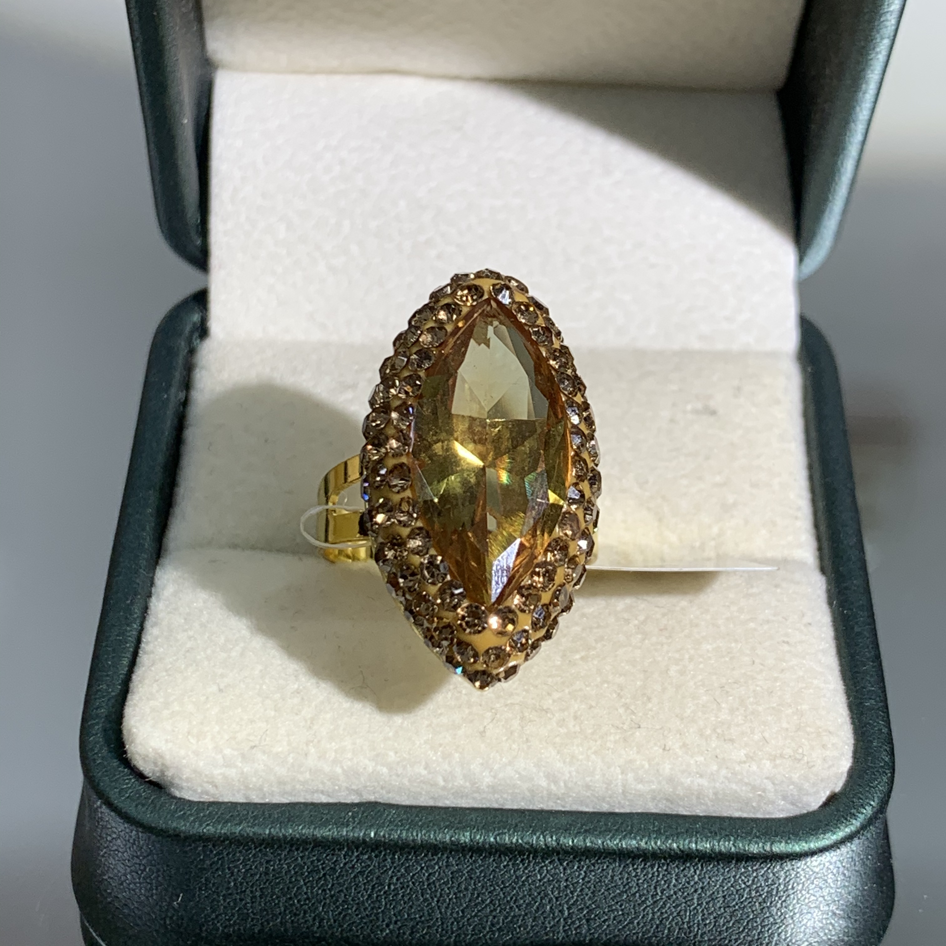 铜合金合成锆石戒指 TTSD 黄色苏丹石时尚潮流百搭款戒指 540