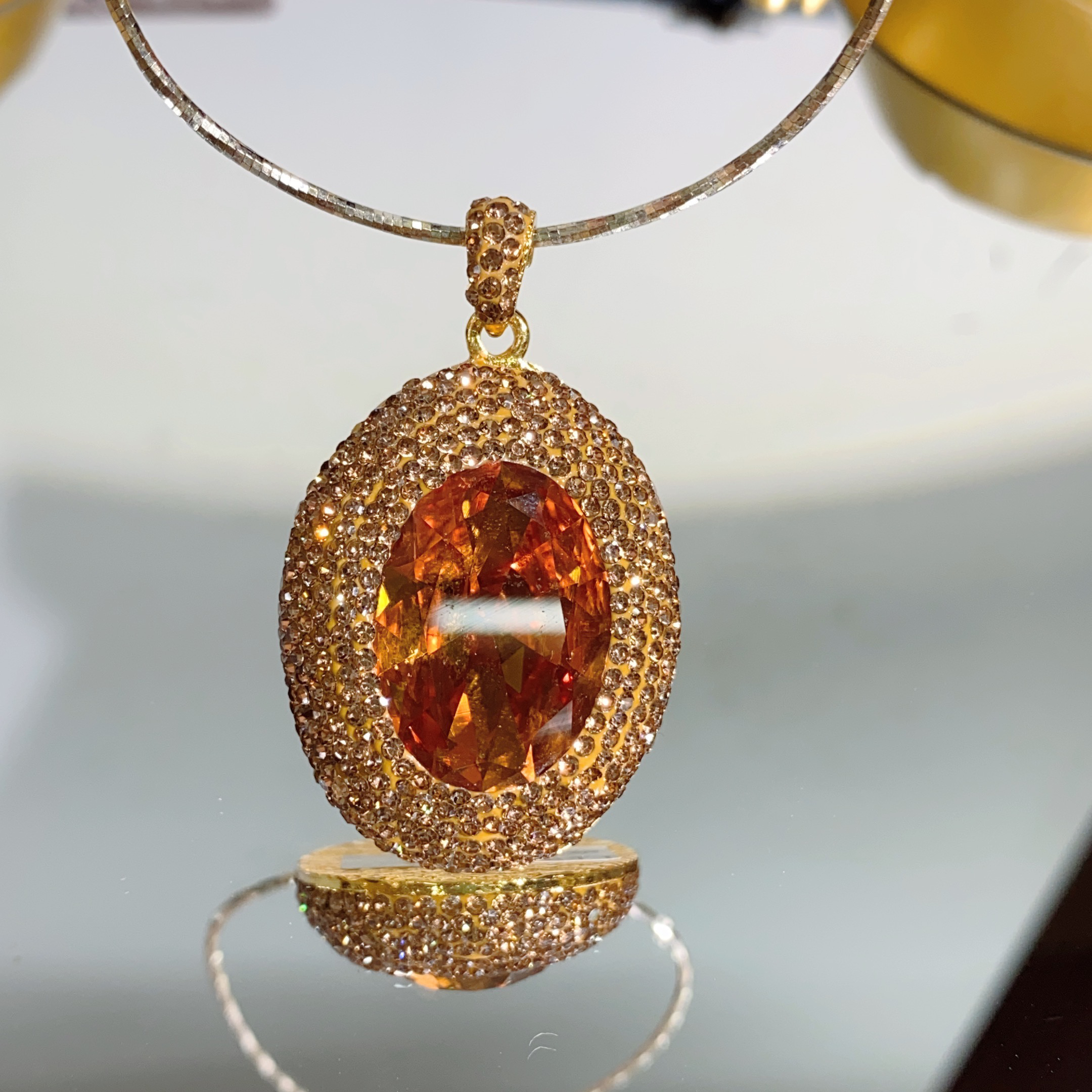 铜合金合成锆石吊坠 TTSD 椭圆形SDS经典时尚吊坠 8534