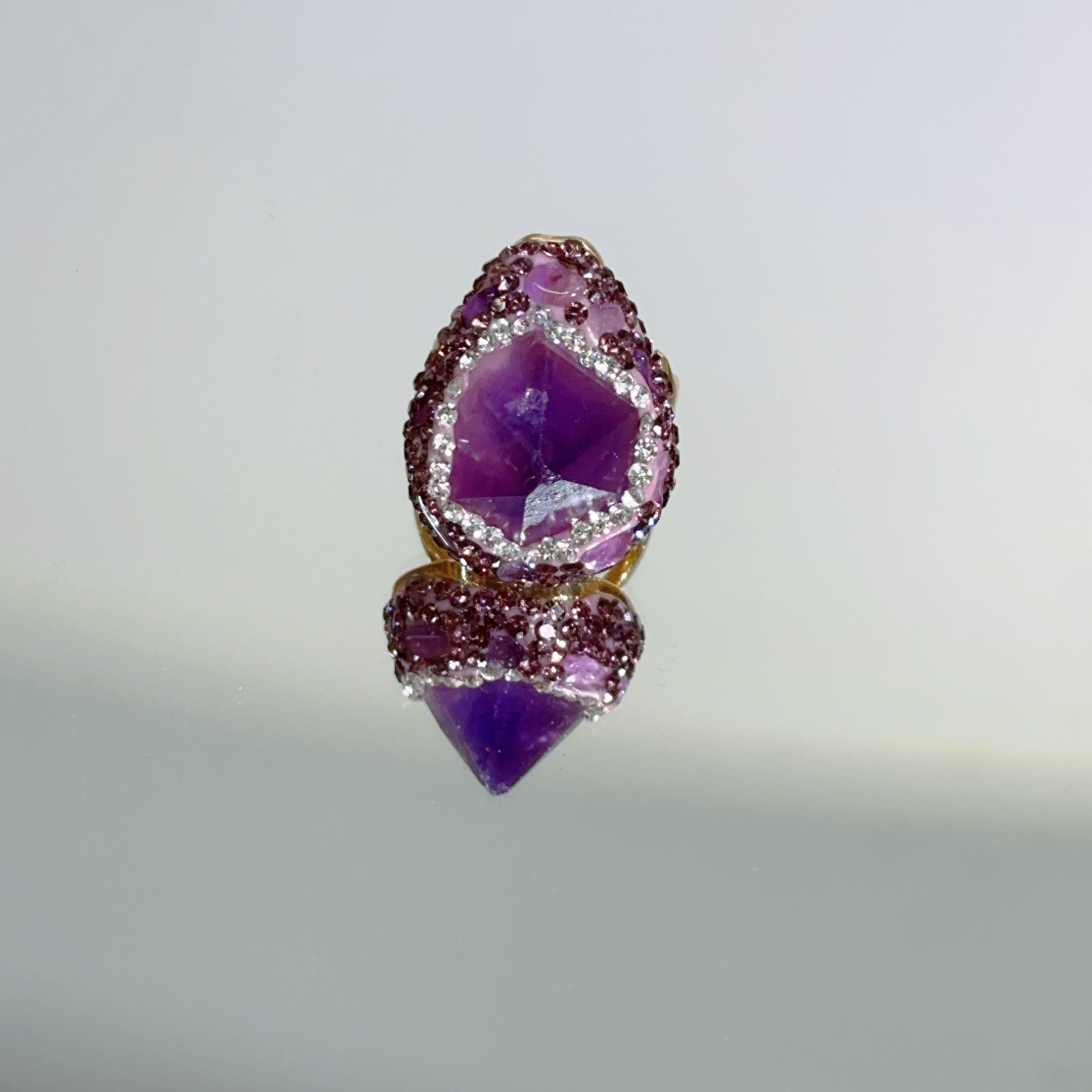 铜合金合成锆石戒指 TTSD 乌拉圭紫气东来浓紫色百搭戒指3916宫廷