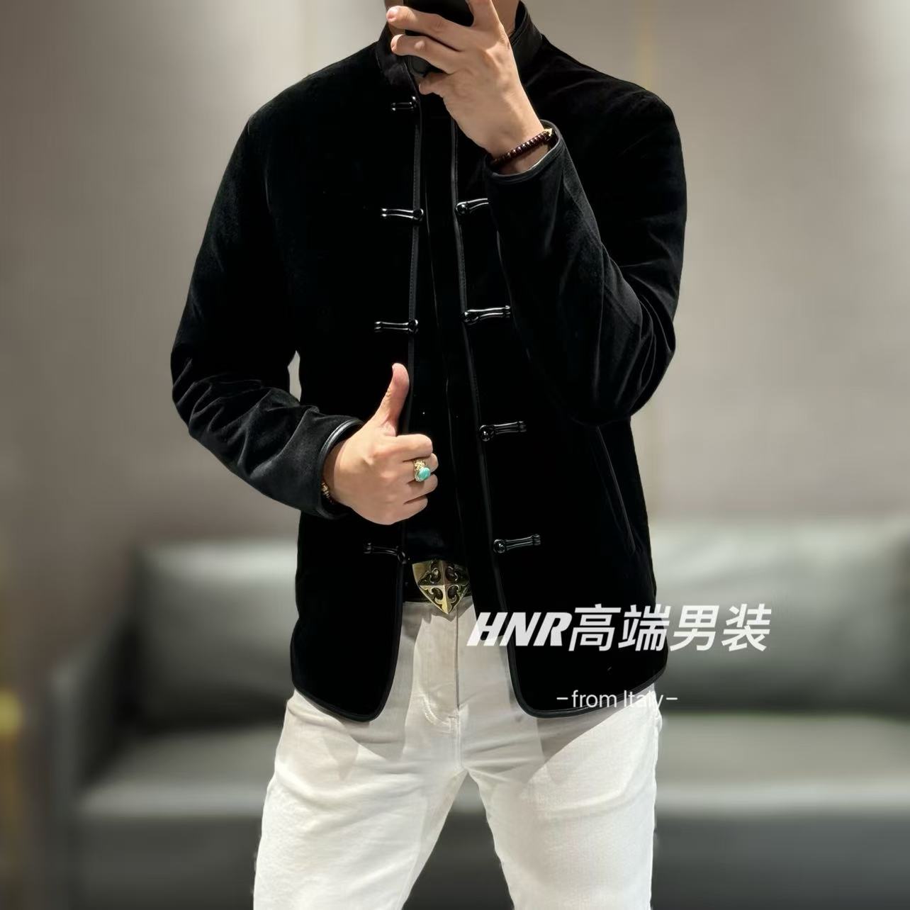 中式国风设计纯色男士高品质个性时尚百搭潮流羽绒服7148