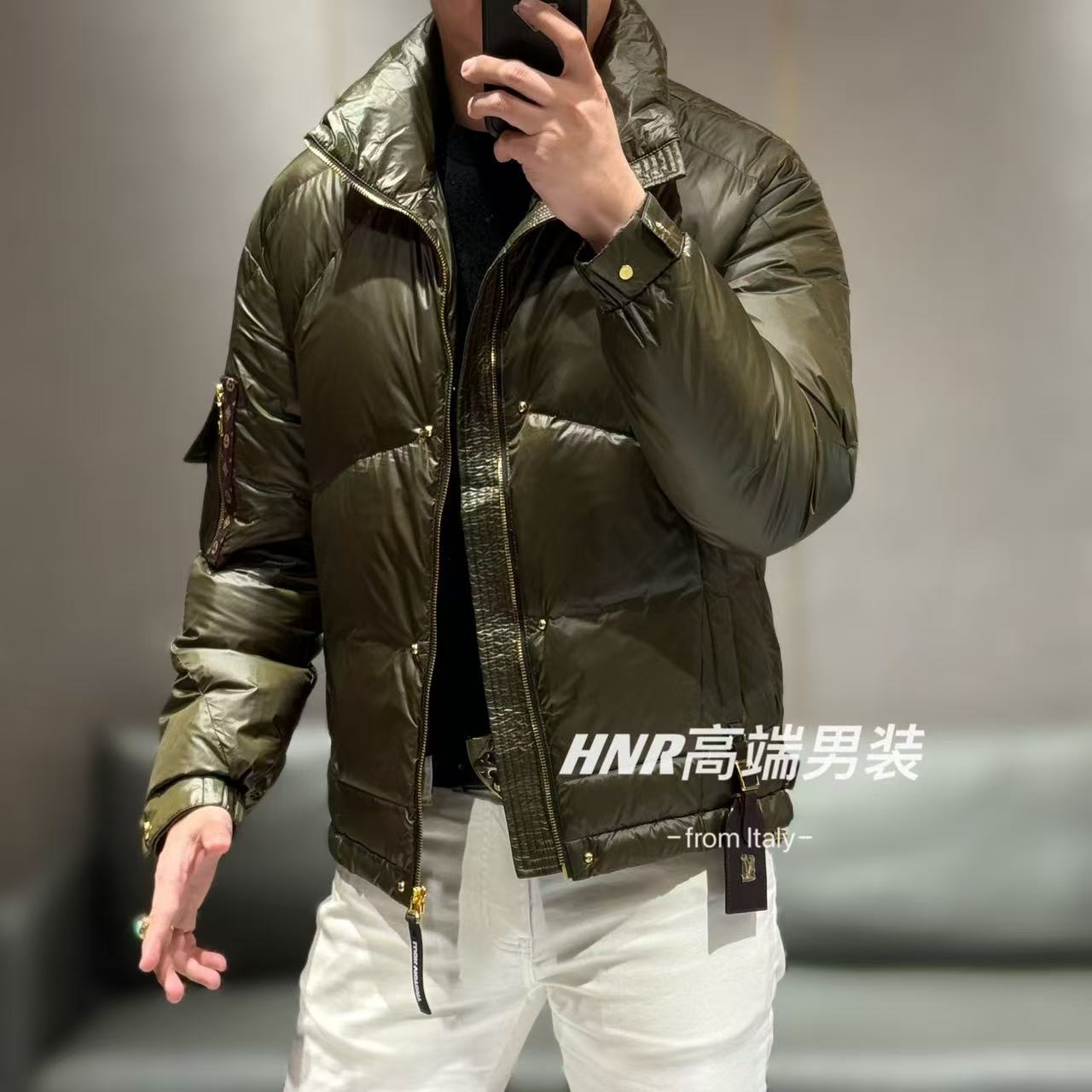 【设计款】拼接拉链口袋秋冬新款男士休闲百搭高级感羽绒服838